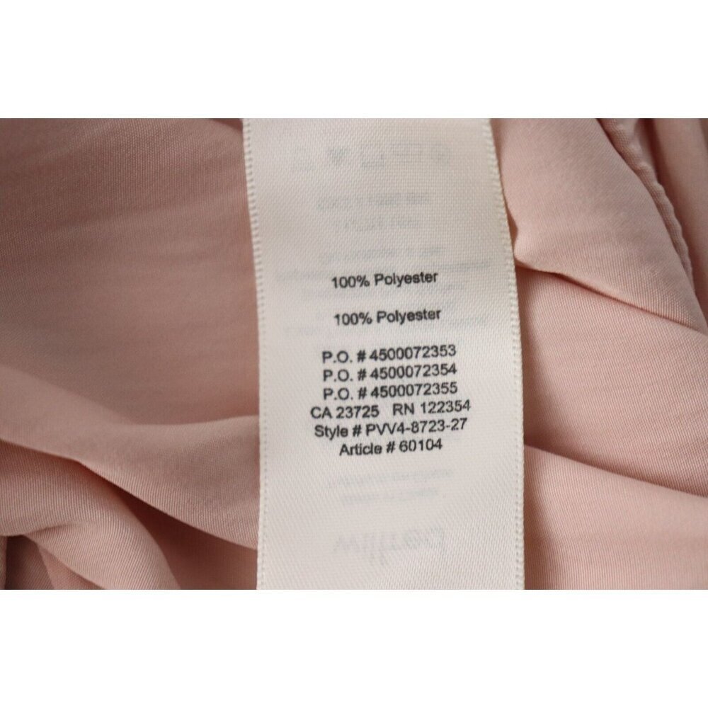 Wilfred Women Small Peach Pink Satin Pleated Sleeveless Mini Dress Stretch Waist - Picture 7 of 7